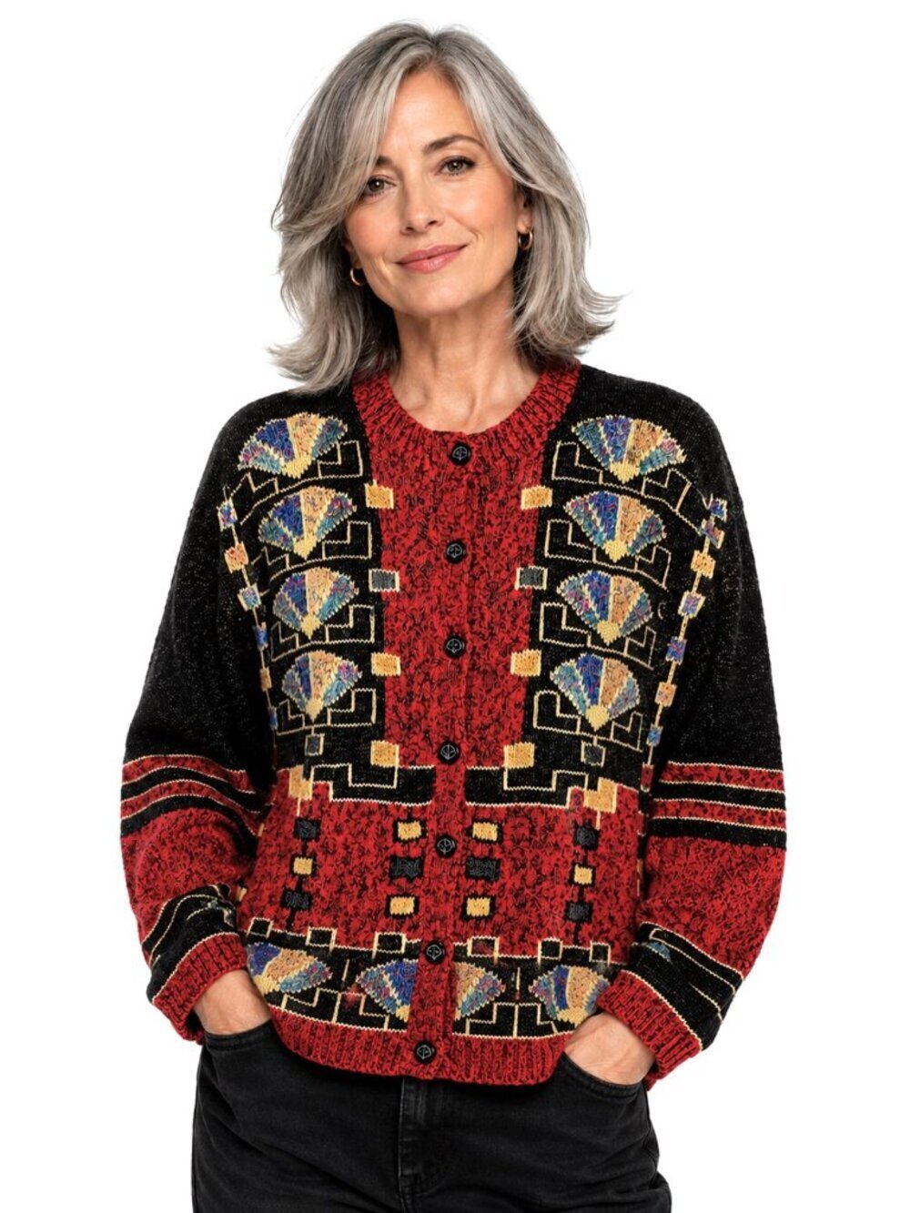 South Cotton Hand-Knitted Bolivian Cardigan Sweater